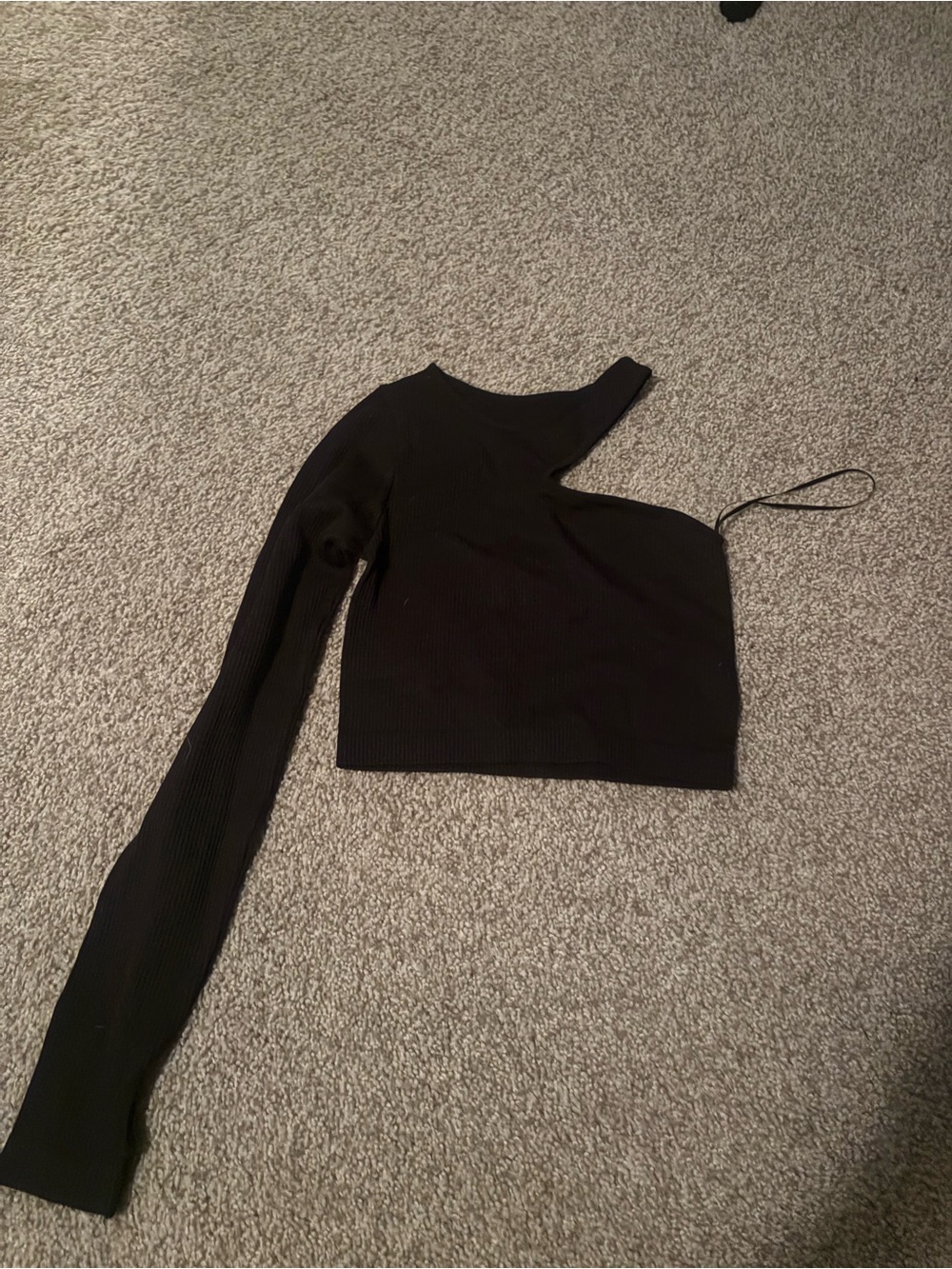 Primark Black One-Arm Ribbed Crop Top